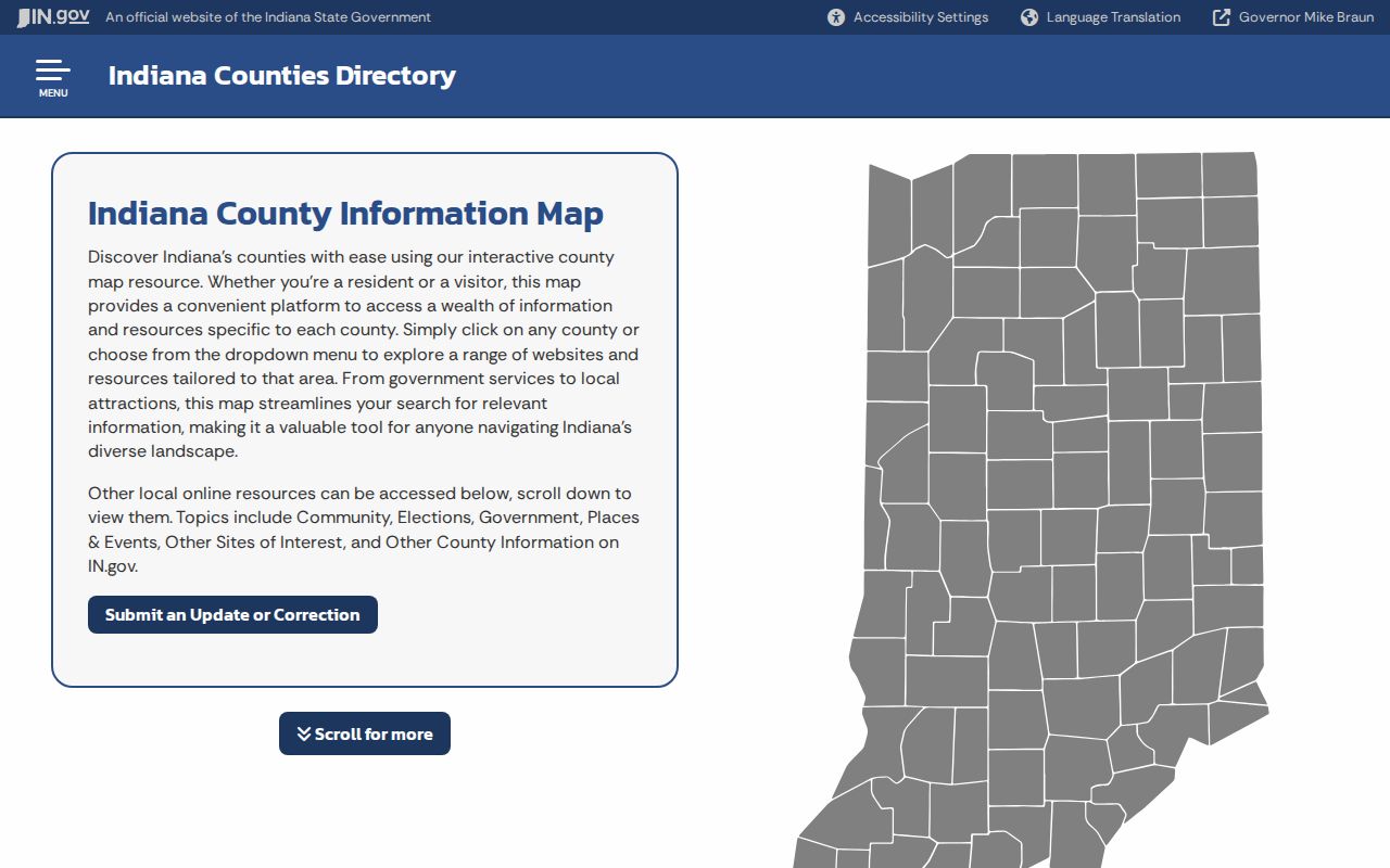 Official Indiana counties directory listing Kempton in Tipton County
