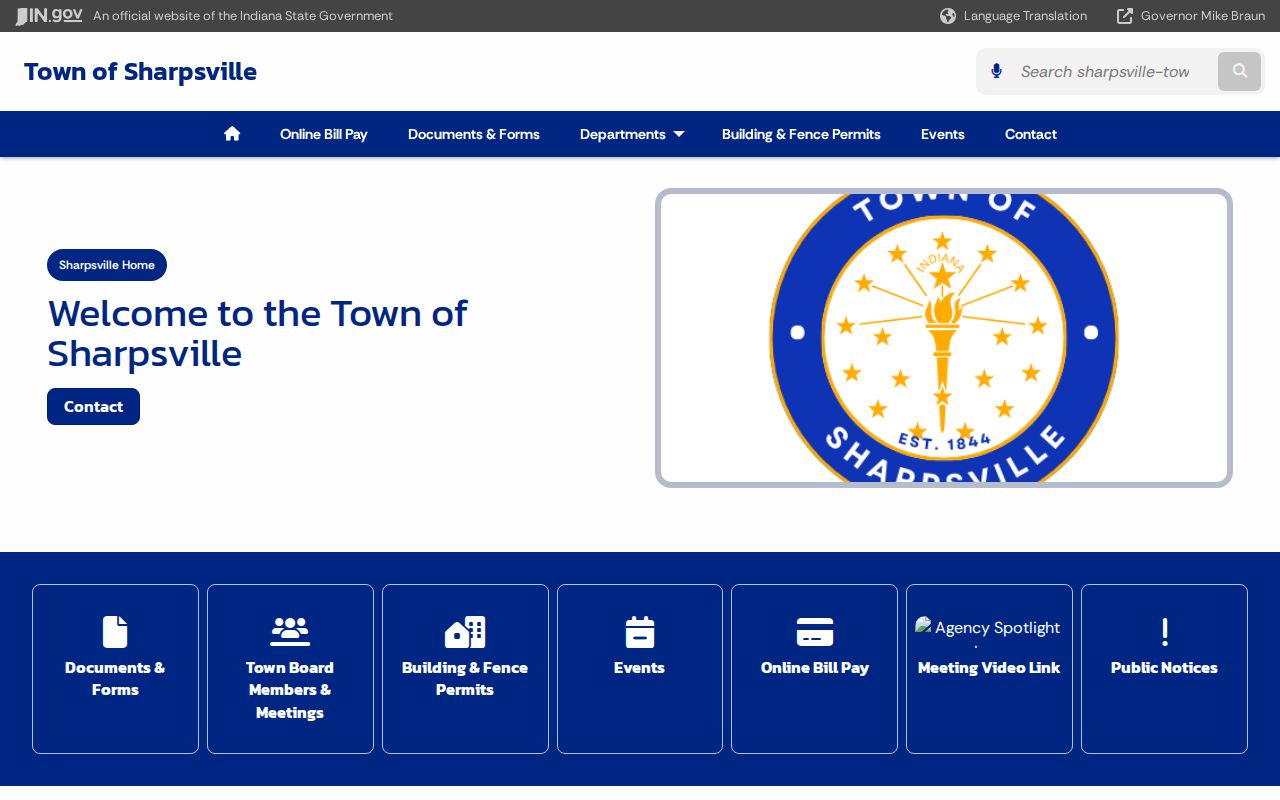 Official Town of Sharpsville page with town contact information